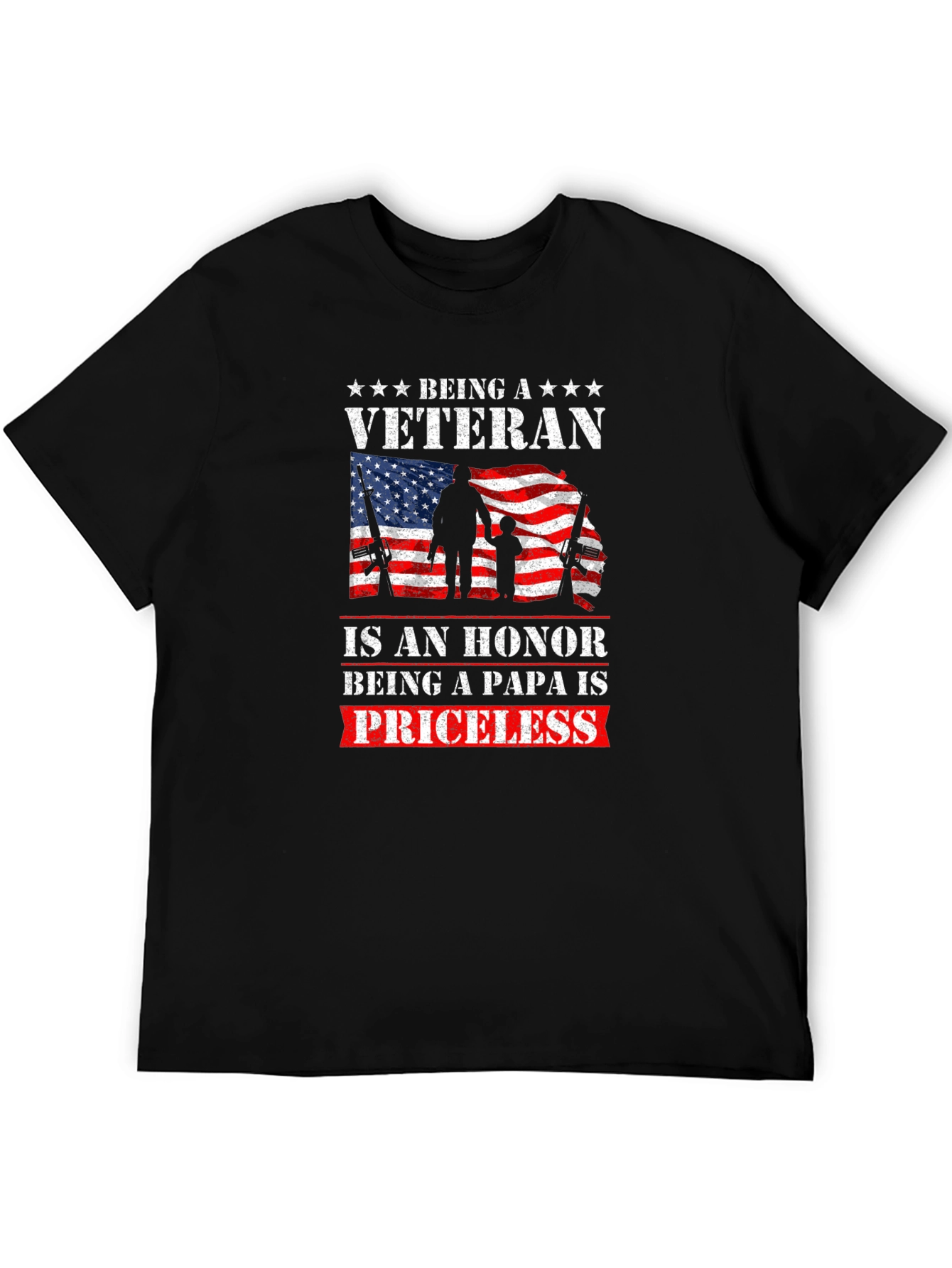 Black Veteran Papa Honor T-Shirt view 5