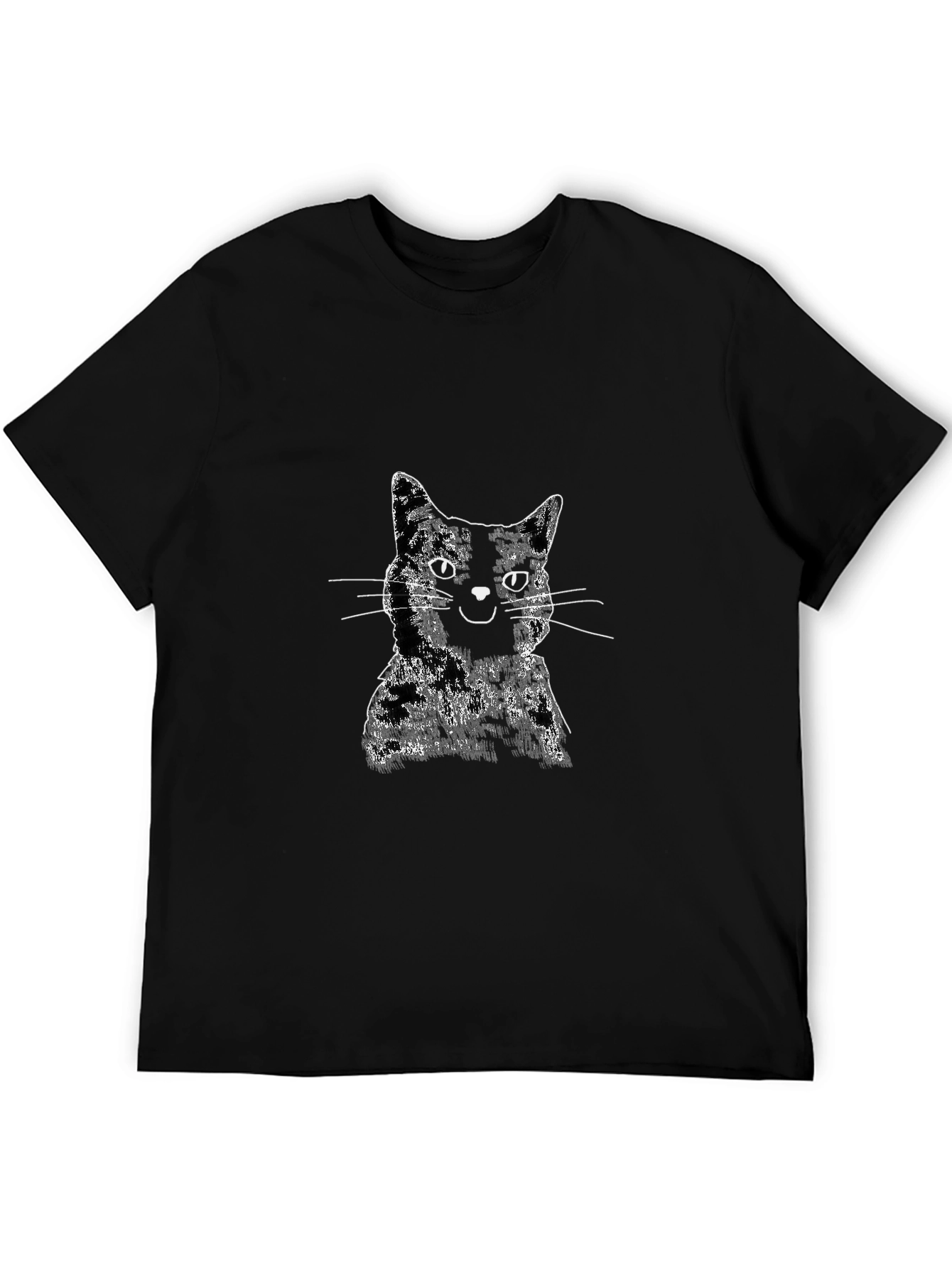 Black Black Cat Graphic T-Shirt - Men's Casual Tee view 5
