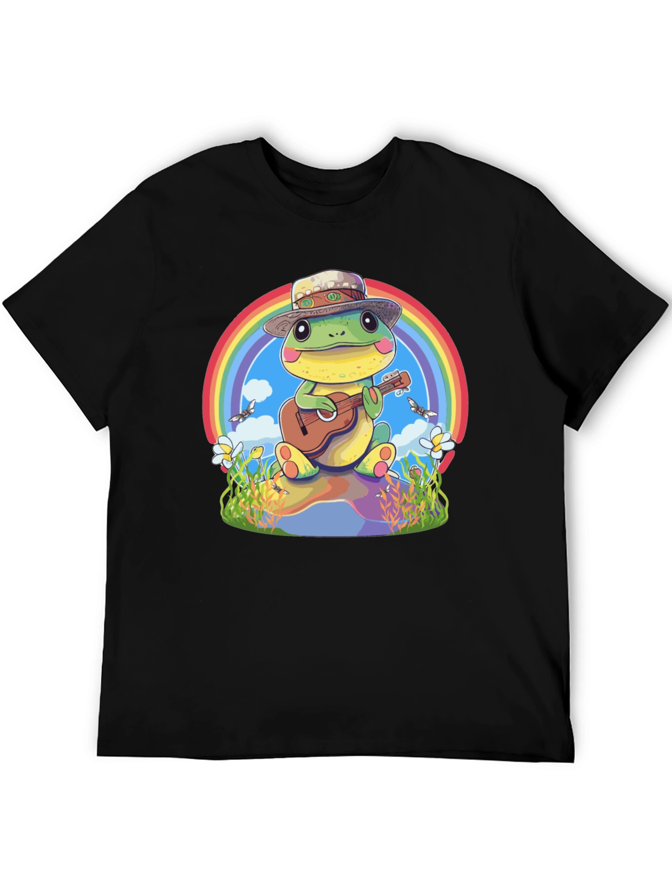 Black Frog Playing Guitar T-Shirt view 5