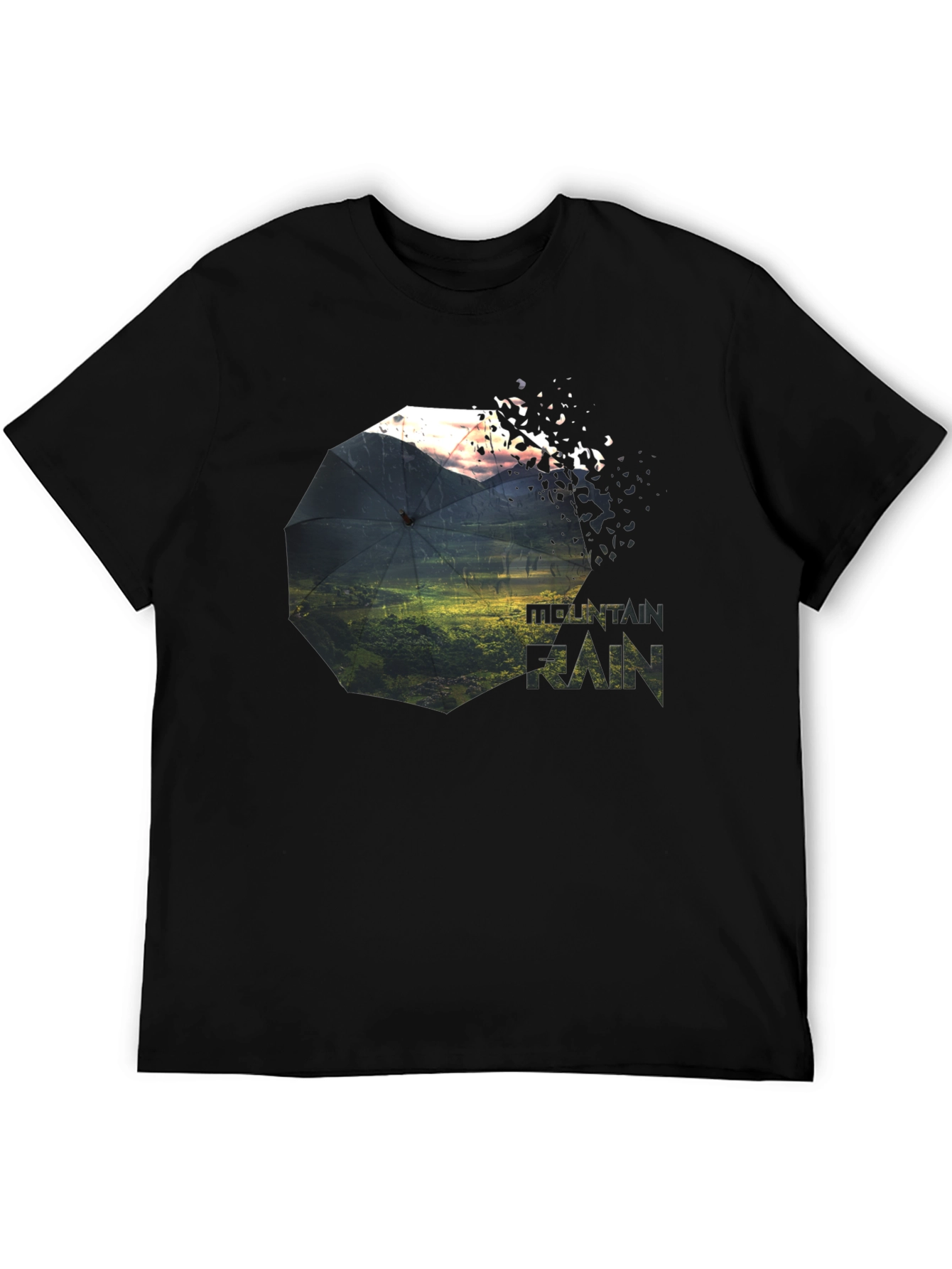 Black Mountain Rain Graphic Tee - Unique Nature Design view 5