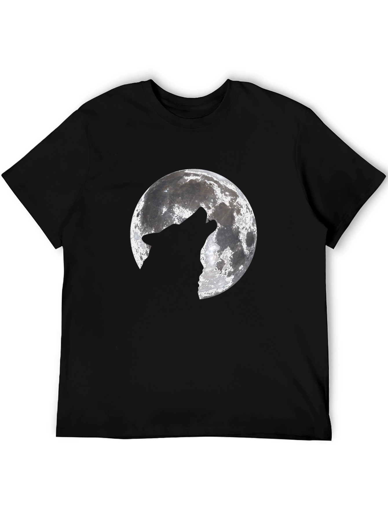 Black Wolf Howling at Moon Graphic Black T-Shirt view 5