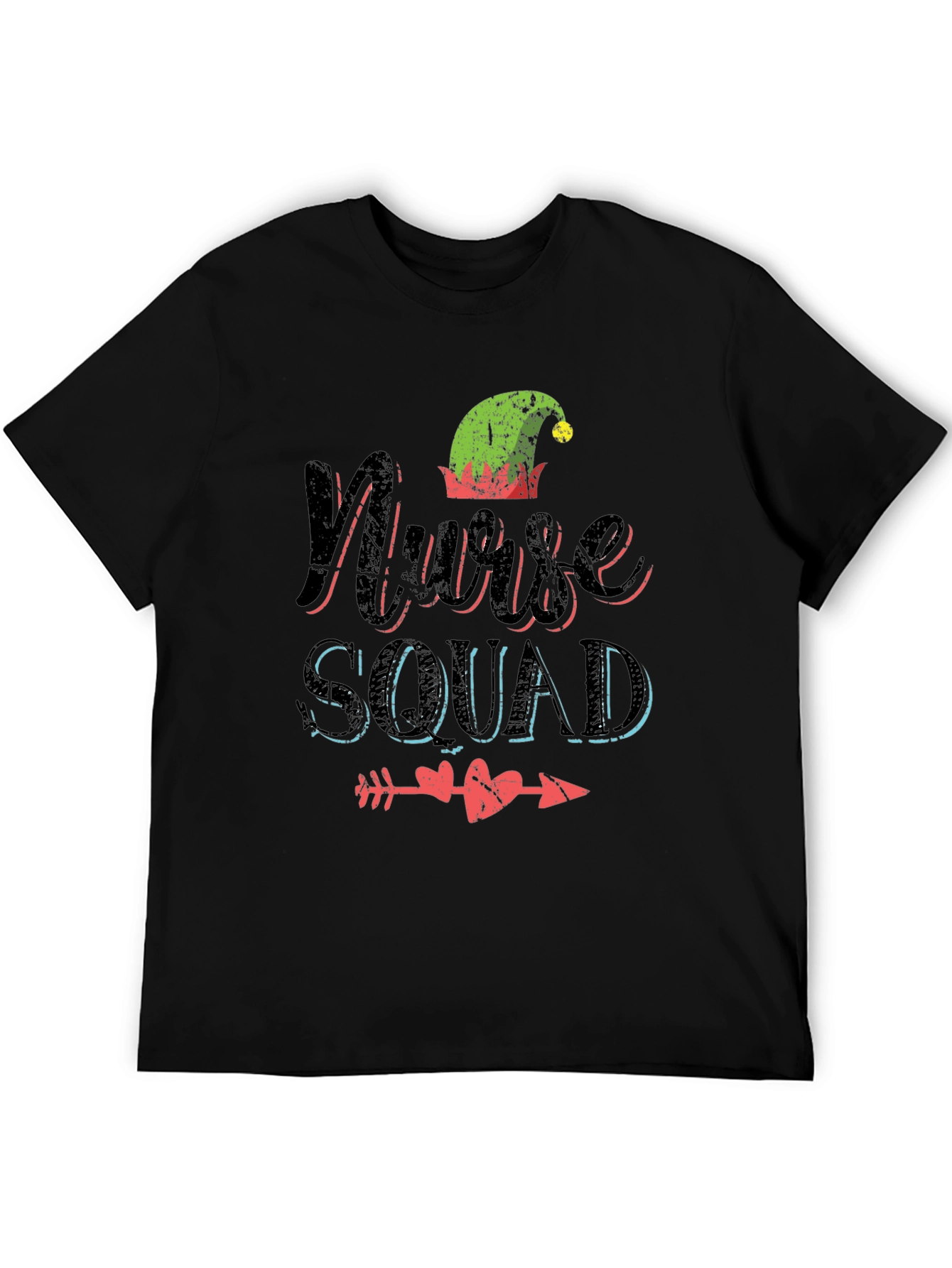 Black Nurse Squad Elf Hat Tee view 5