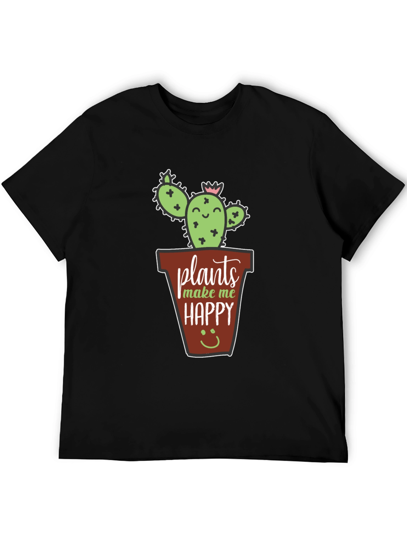Black Plants Make Me Happy T-Shirt - Cute Cactus Tee view 5