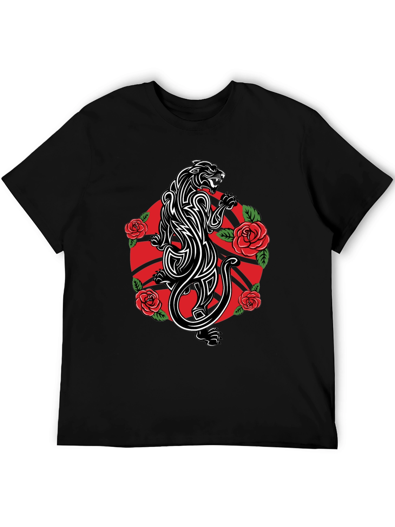 Black Panther & Roses Graphic Tee - Black view 5