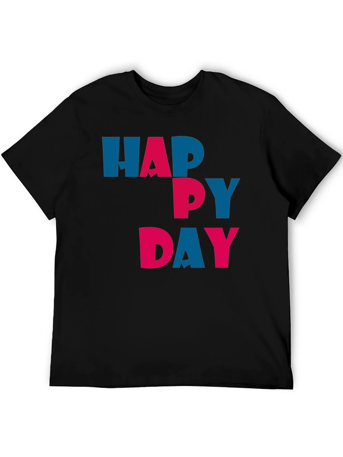 Black Happy Day Graphic Tee - Unisex Soft Cotton T-Shirt view 5