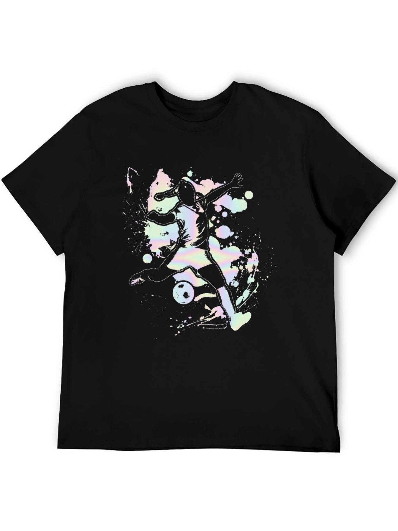 Black Soccer Girl Graphic Tee - Black Cotton Casual Shirt view 5