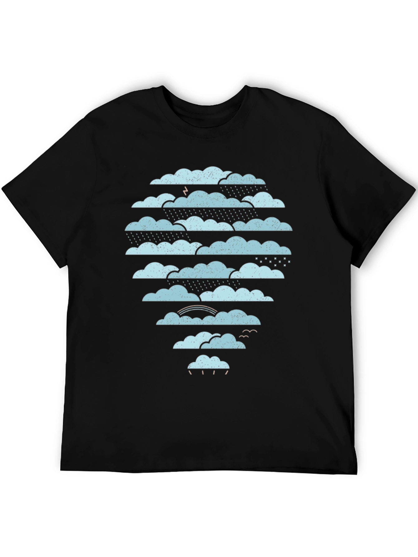 Black Cloudscape Graphic Tee - Weather Pattern Black T-Shirt view 5