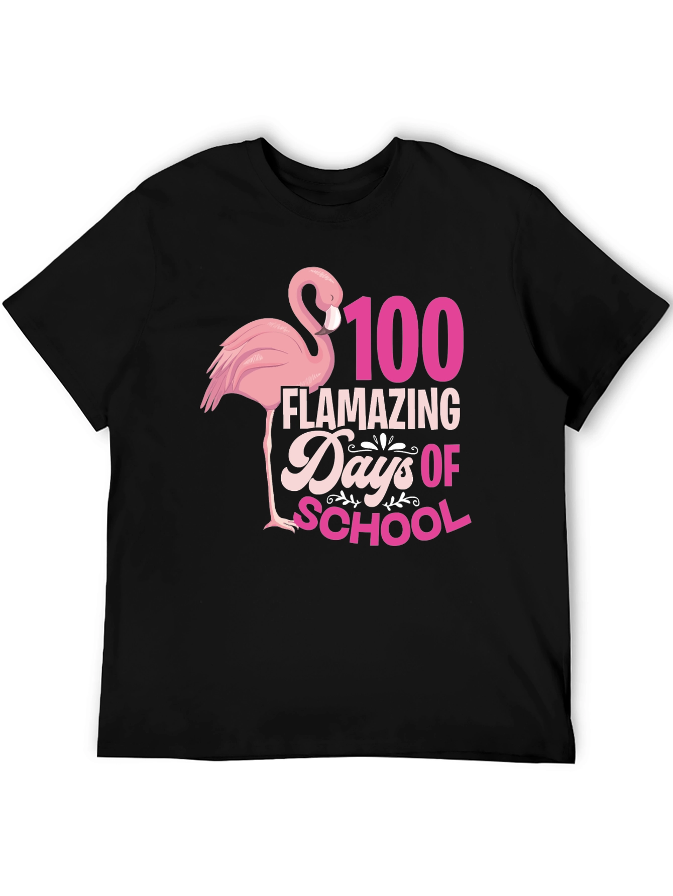 Black 100 Days of School Flamingo Tee view 5