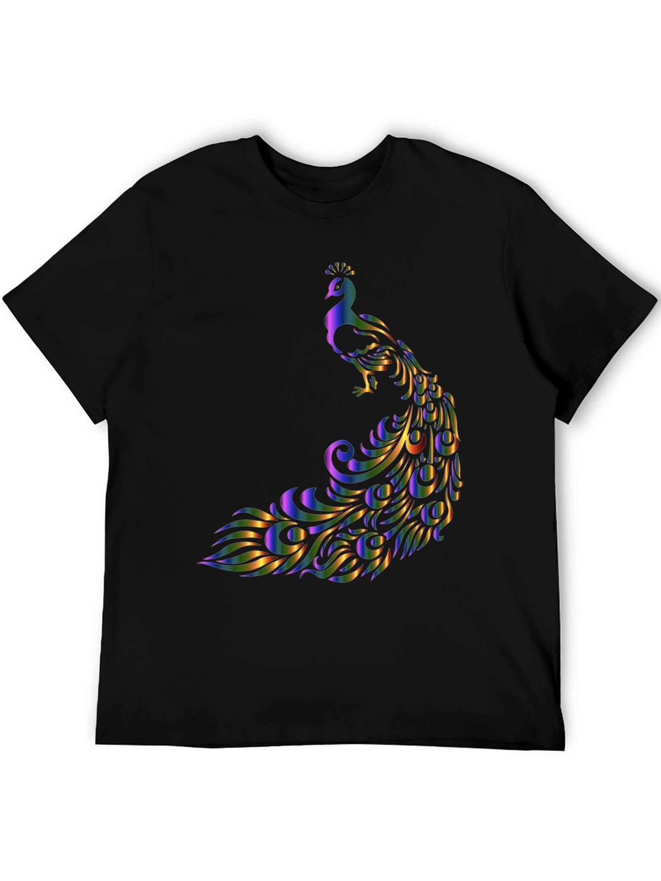 Black Peacock Graphic T-Shirt - Stylish and Eye-Catching Design view 5