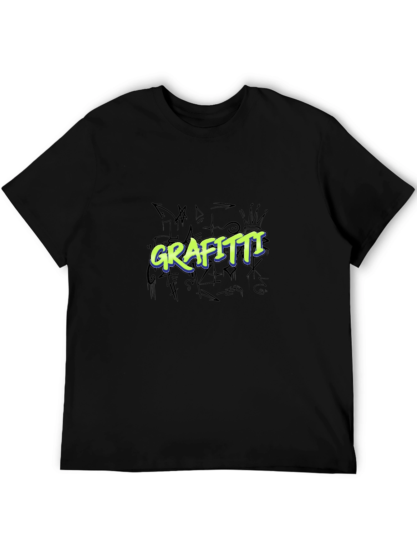 Black Graffiti T-Shirt - Black Crew Neck Tee view 5