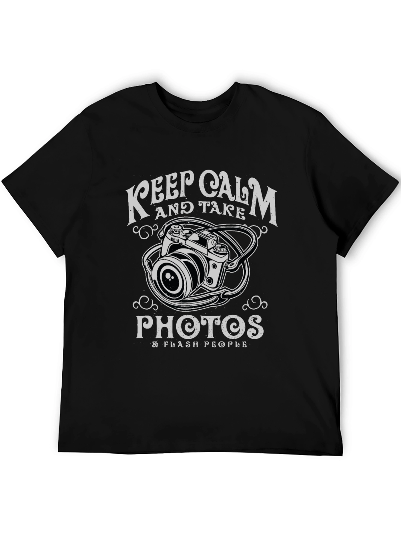 Black Keep Calm & Take Photos Black Graphic T-Shirt view 5