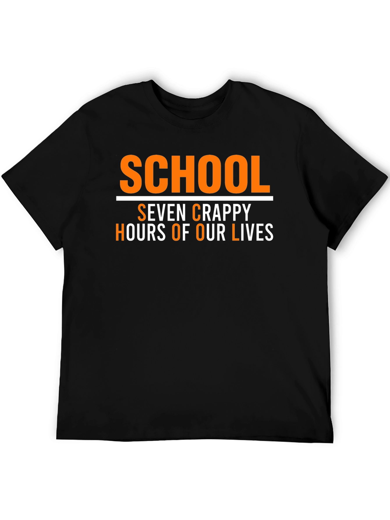 Black School Seven Crappy Hours Funny Graphic Tee view 5