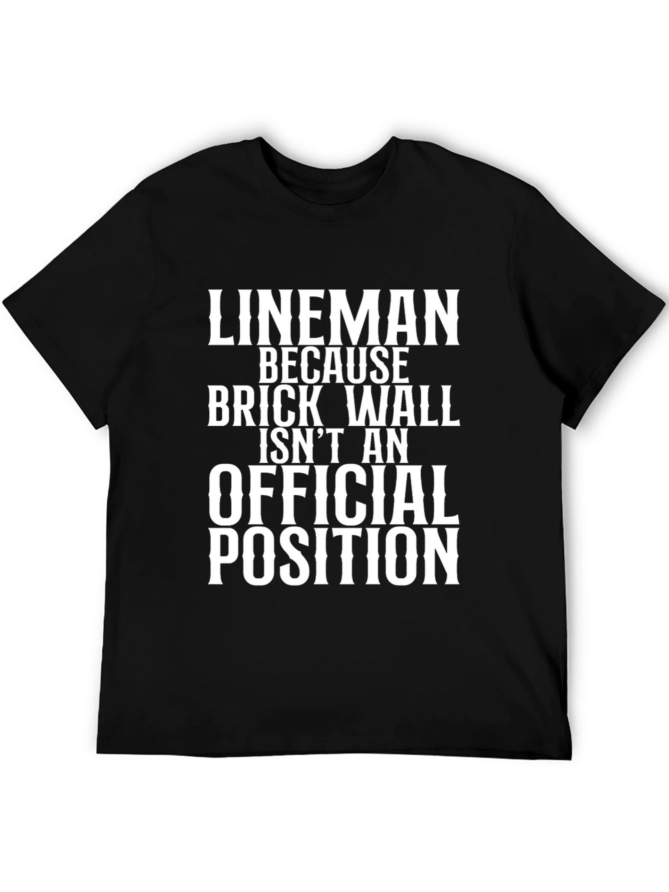 Black Lineman Brick Wall Funny Football T-Shirt view 5