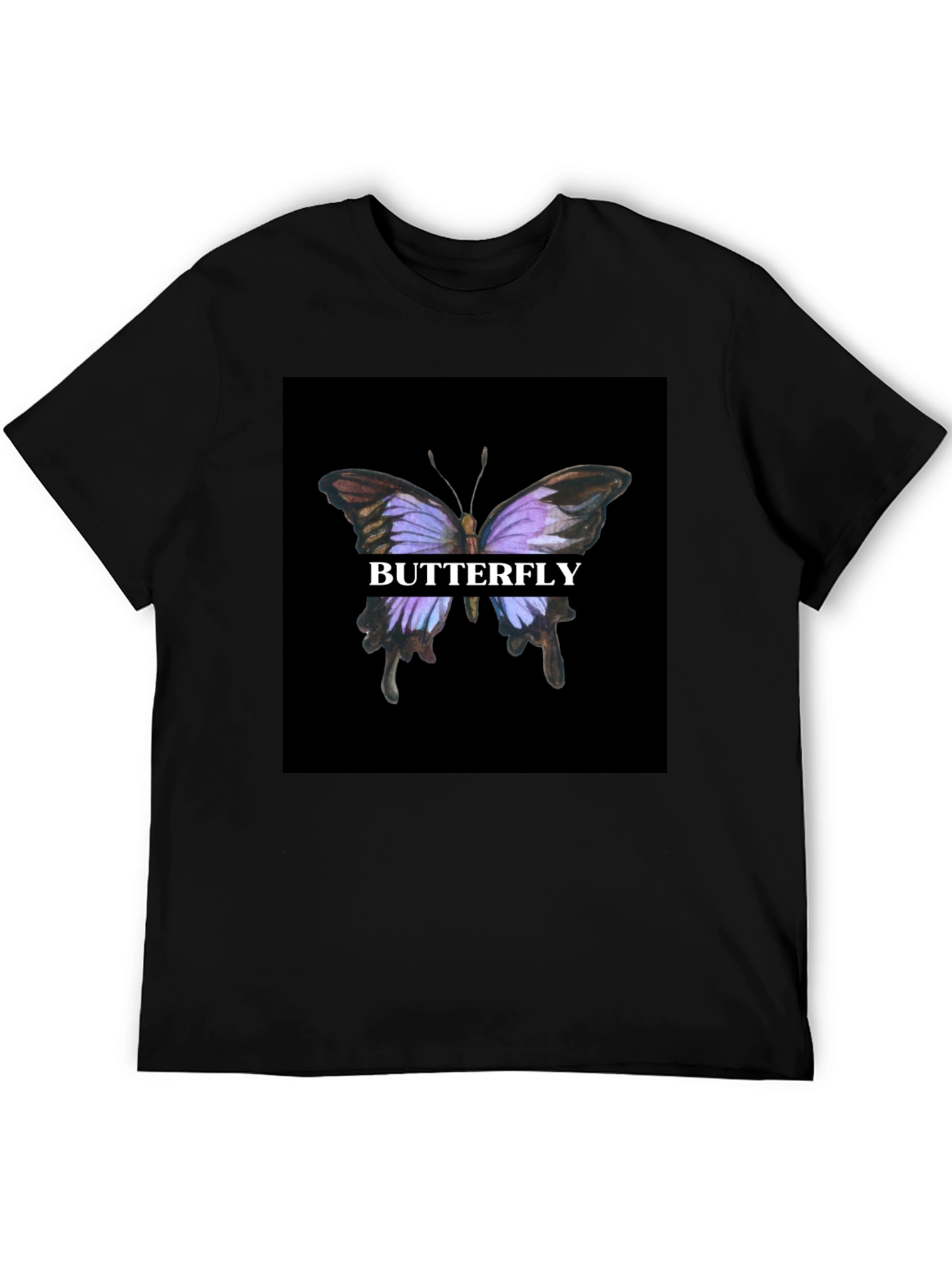 Black Butterfly Graphic Print Black T-Shirt view 5