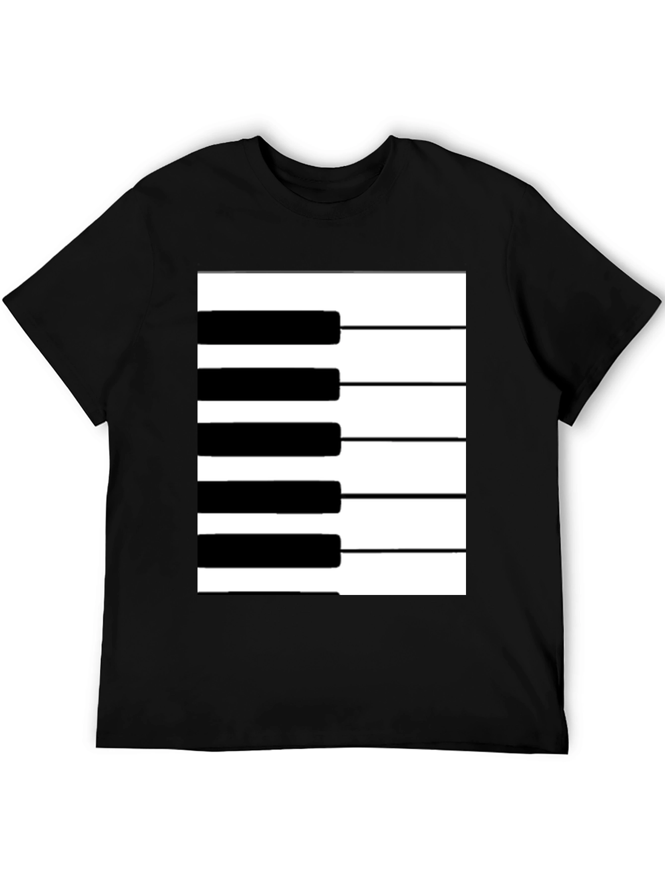 Black Piano Keys Graphic Tee - Black Cotton T-Shirt view 5