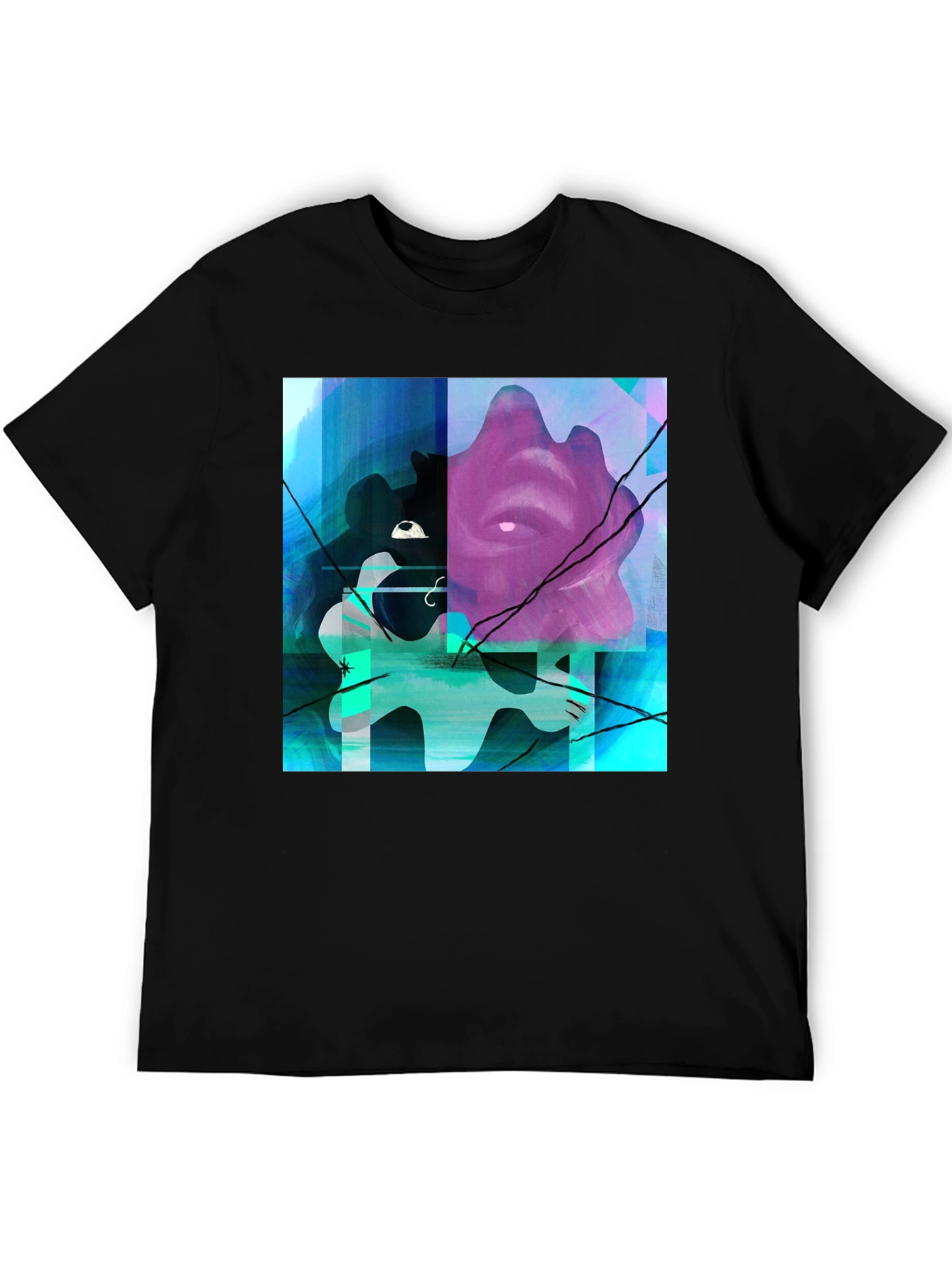 Black Abstract Graphic Print Black T-Shirt view 5