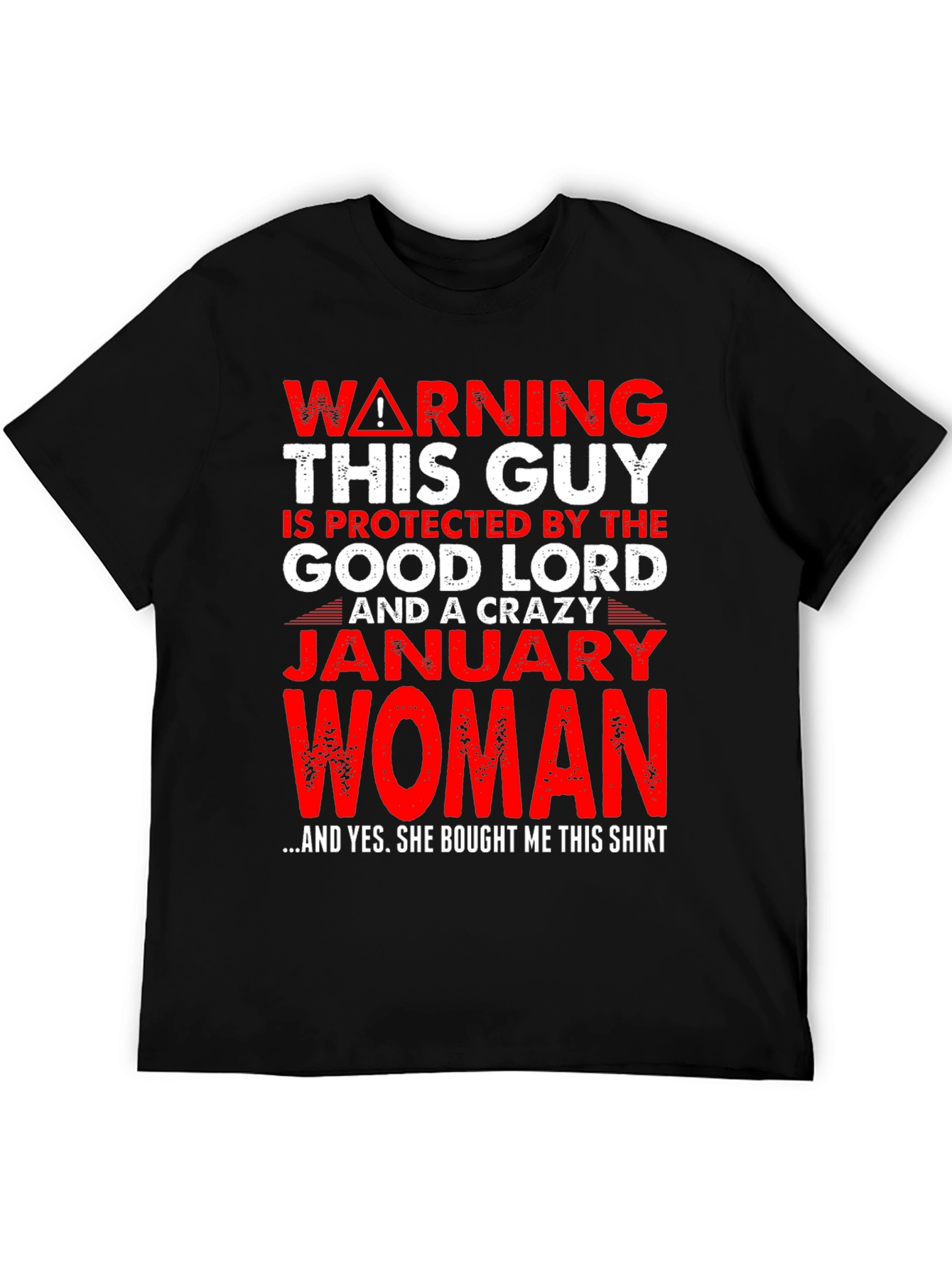 Black Warning! Protected by January Woman T-Shirt view 5