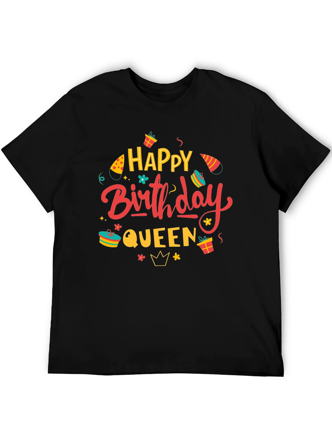 Black Happy Birthday Queen Black Graphic Tee view 5