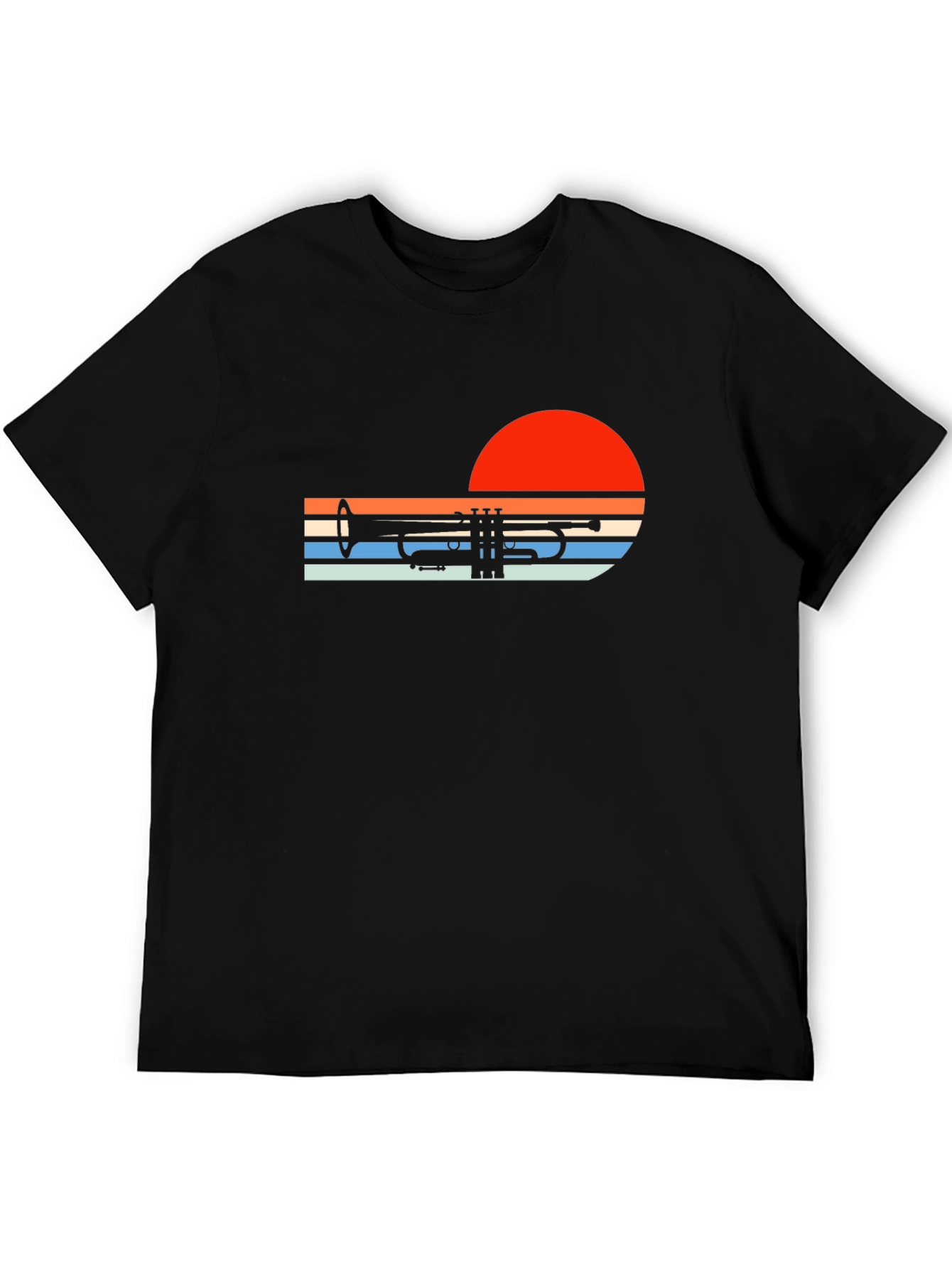 Black Sunset Trumpet Graphic Tee - Retro Music Shirt view 5
