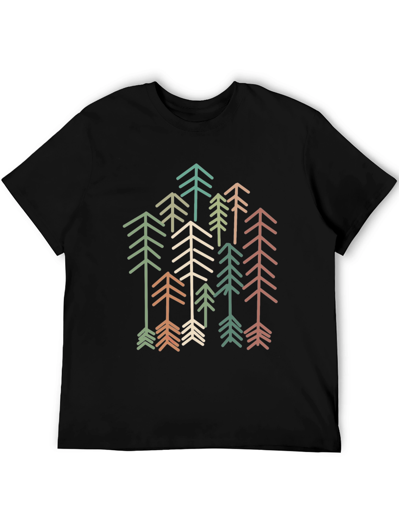 Black Retro Geometric Tree Graphic Tee - Stylish Comfort view 5