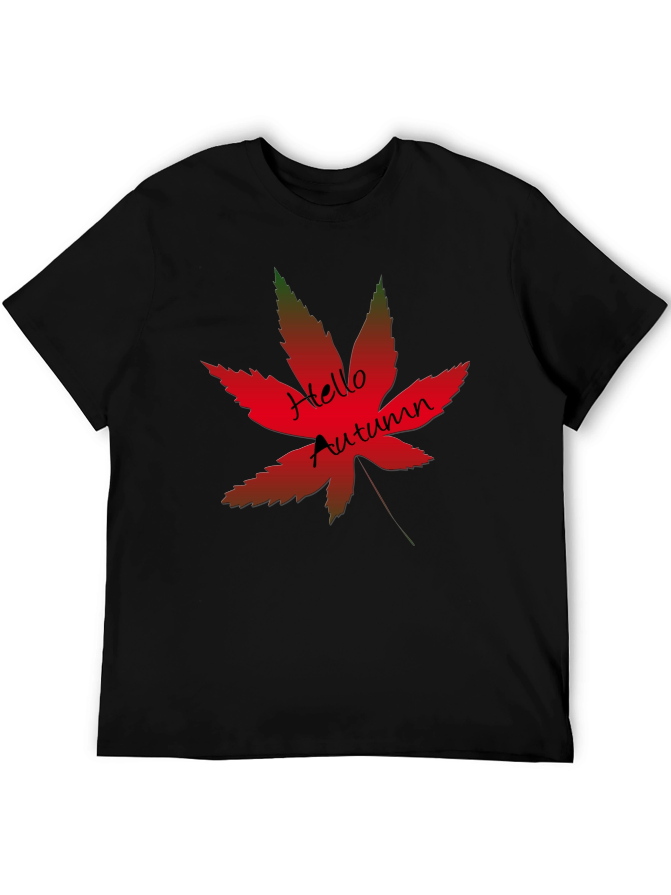Black Hello Autumn Maple Leaf Graphic Tee view 5