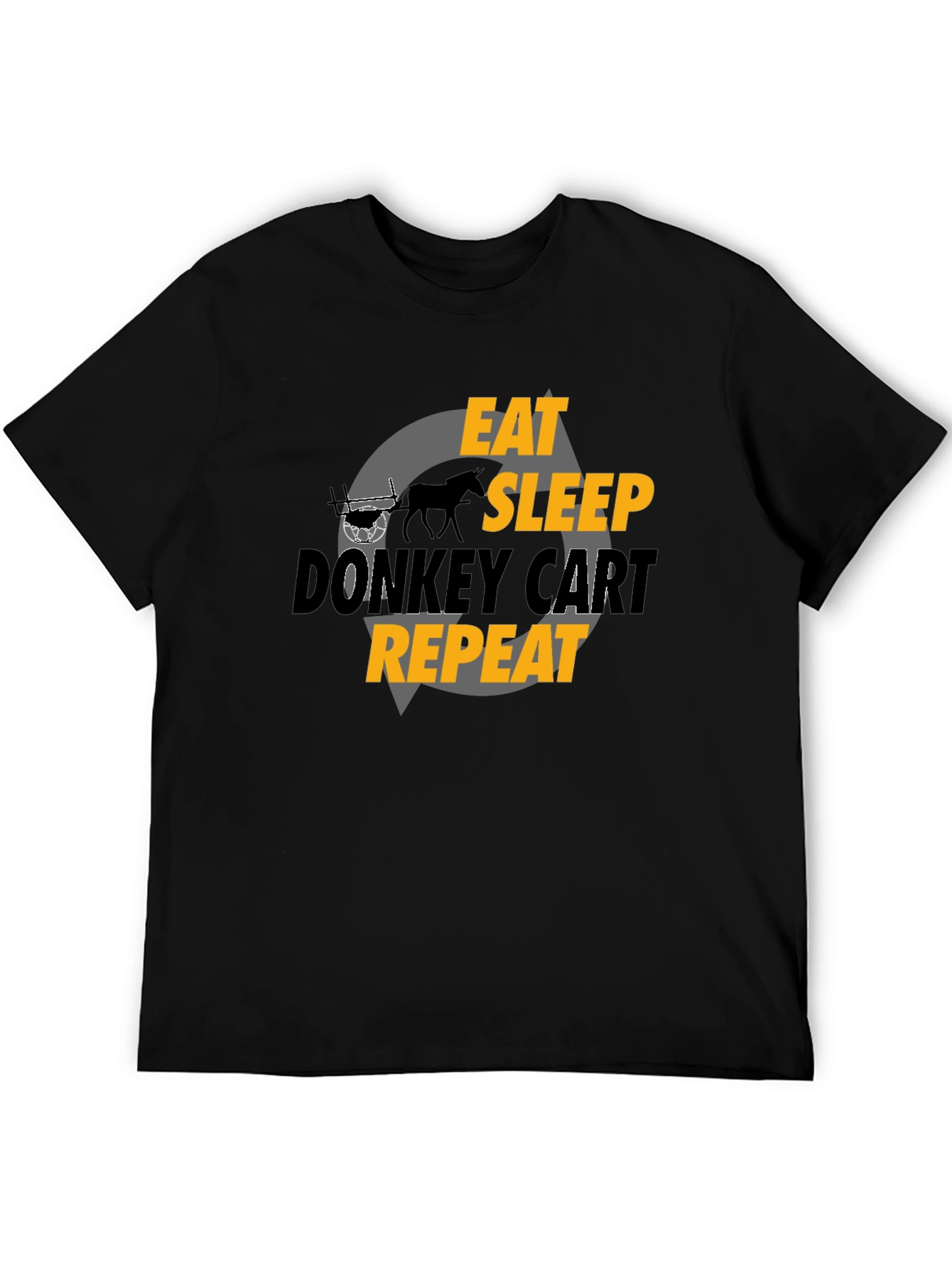 Black Eat Sleep Donkey Cart Repeat - Graphic T-Shirt view 5