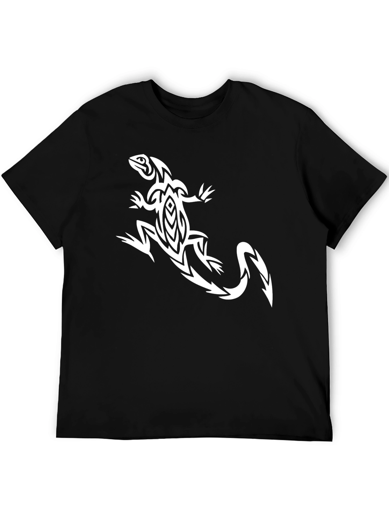 Black Tribal Lizard Graphic Tee - Black view 5