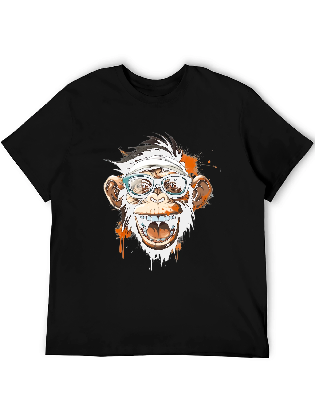 Black Monkey with Glasses Graphic T-Shirt view 5