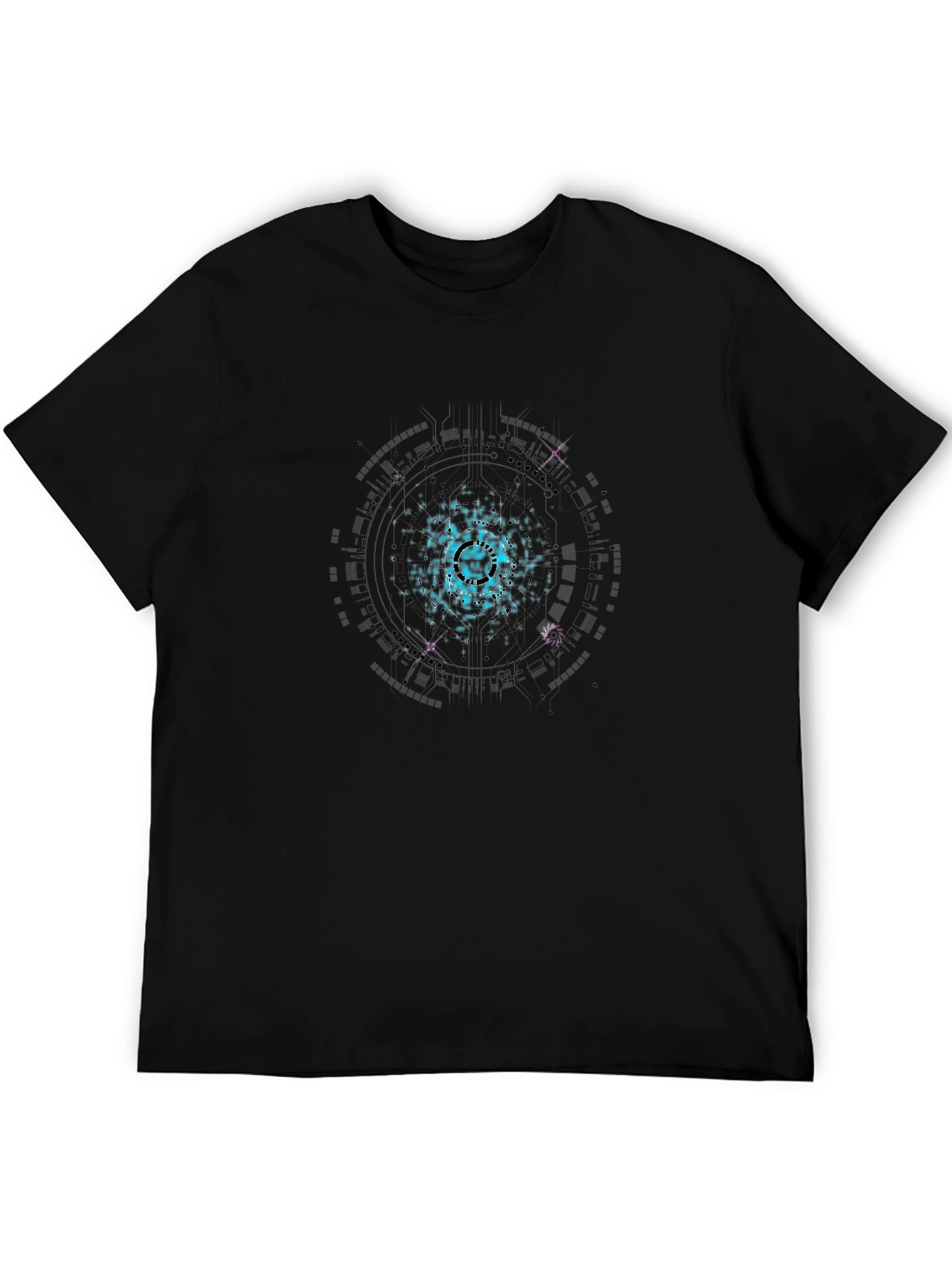 Black Cosmic Circuit Graphic Black T-Shirt view 5