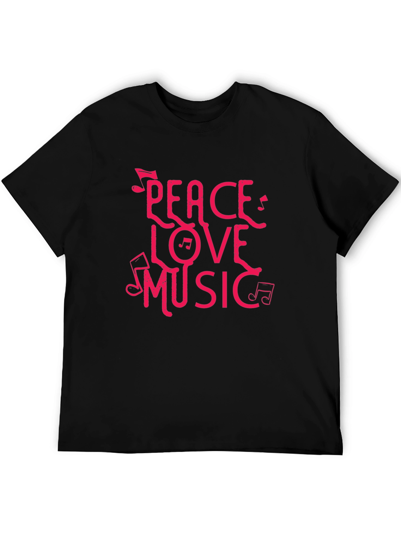 Black Peace Love Music Black Graphic T-Shirt view 5