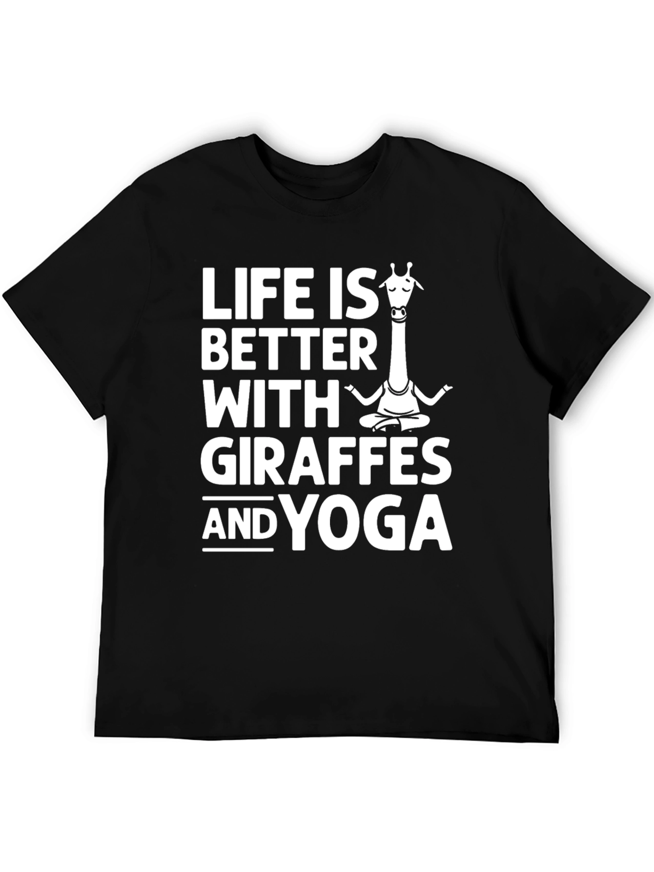 Black Giraffe Yoga T-Shirt - Life is Better With Giraffes & Yoga view 5