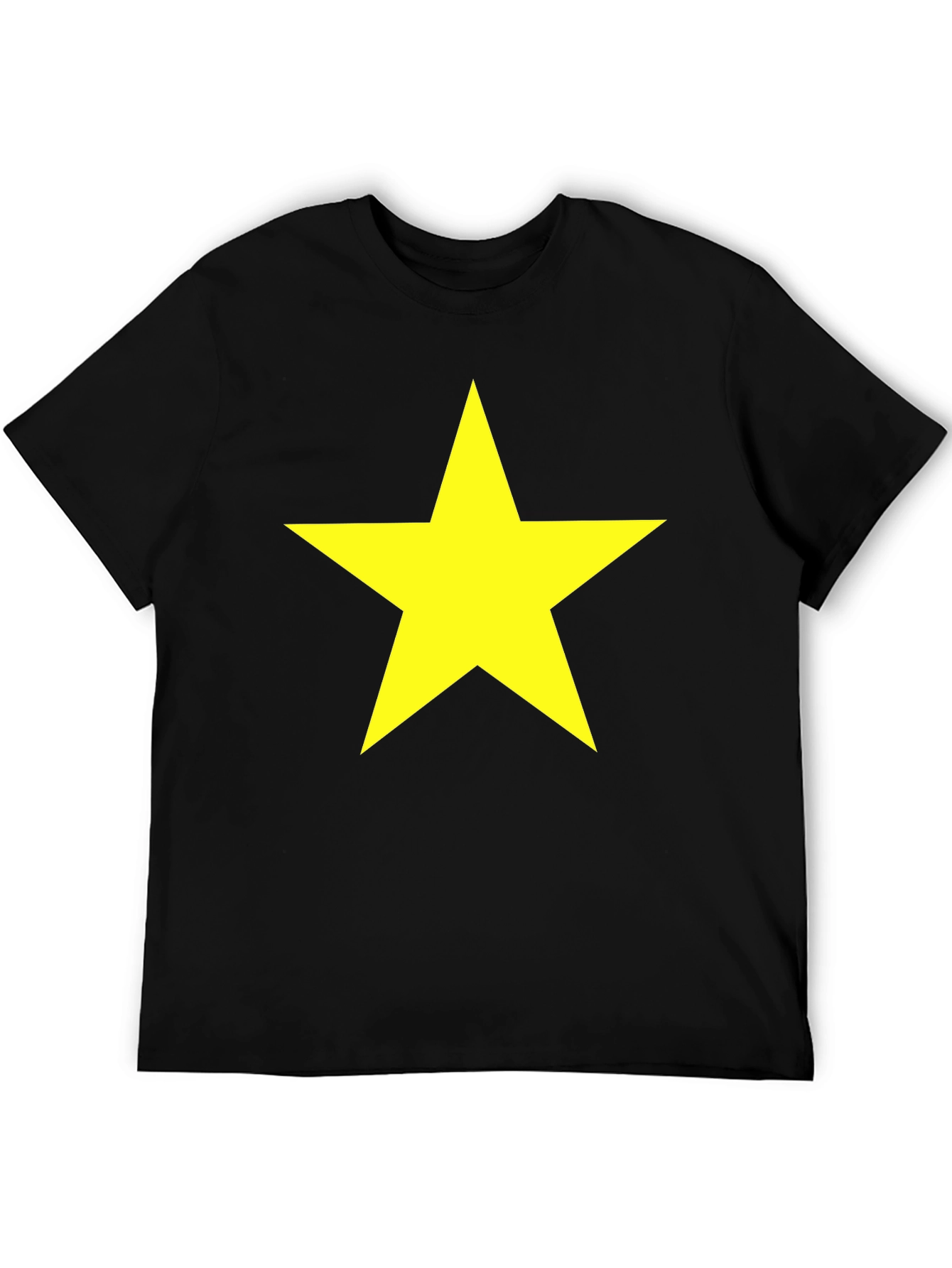 Black Bold Star Graphic Tee - Classic Crew Neck T-Shirt view 5