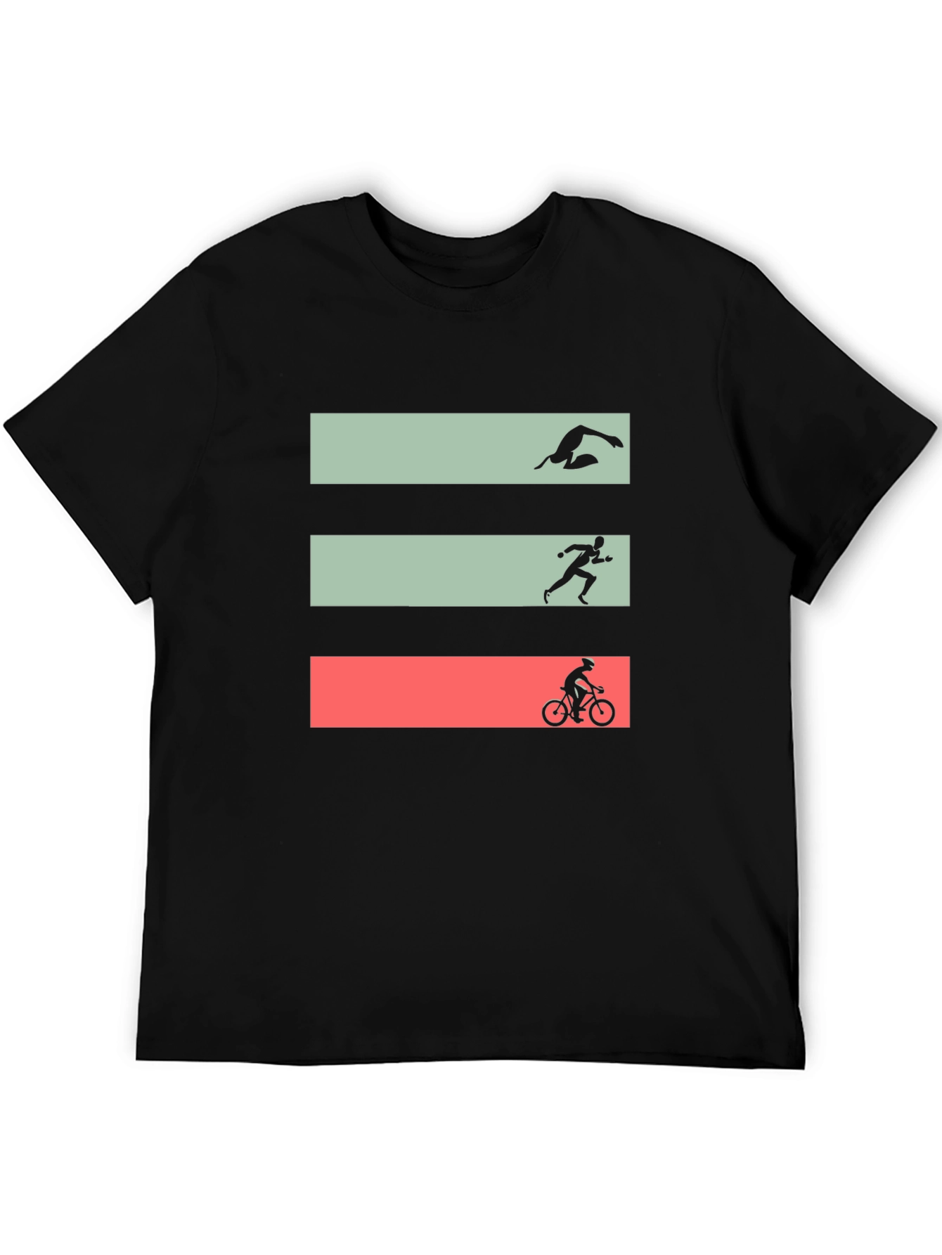 Black Triathlon T-Shirt: Swim, Run, Bike view 5