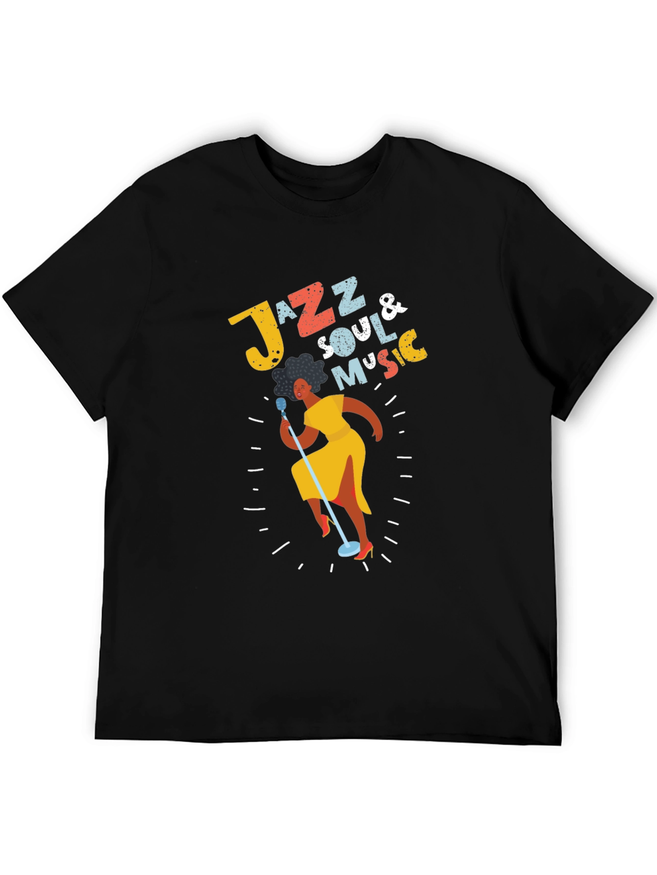 Black Jazz Soul Music T-Shirt - Retro Singer Tee view 5