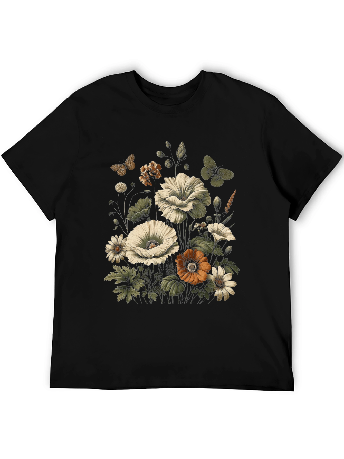 Black Floral Graphic Black T-Shirt view 5
