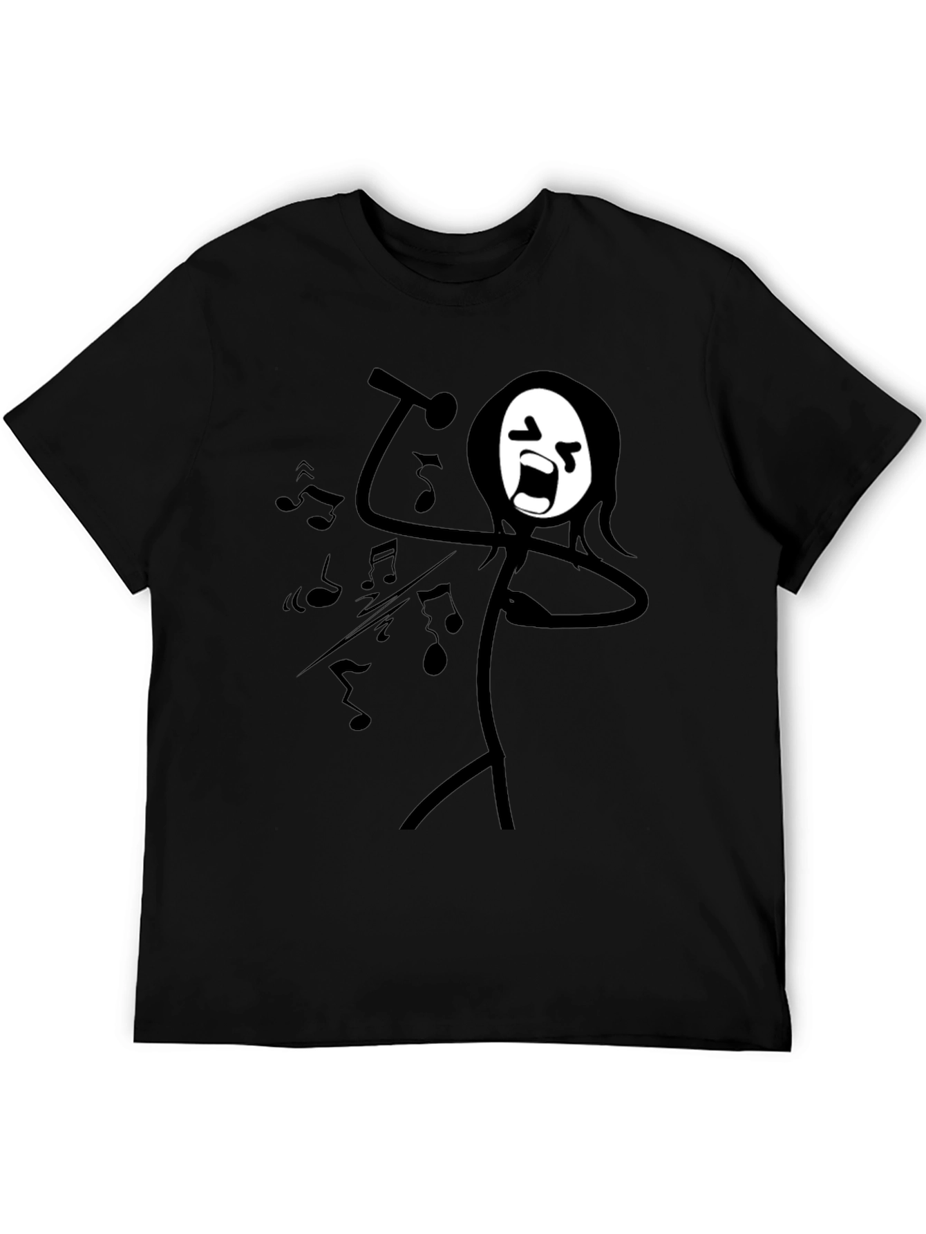 Black Singing Stick Figure Graphic Tee - Black Cotton view 5