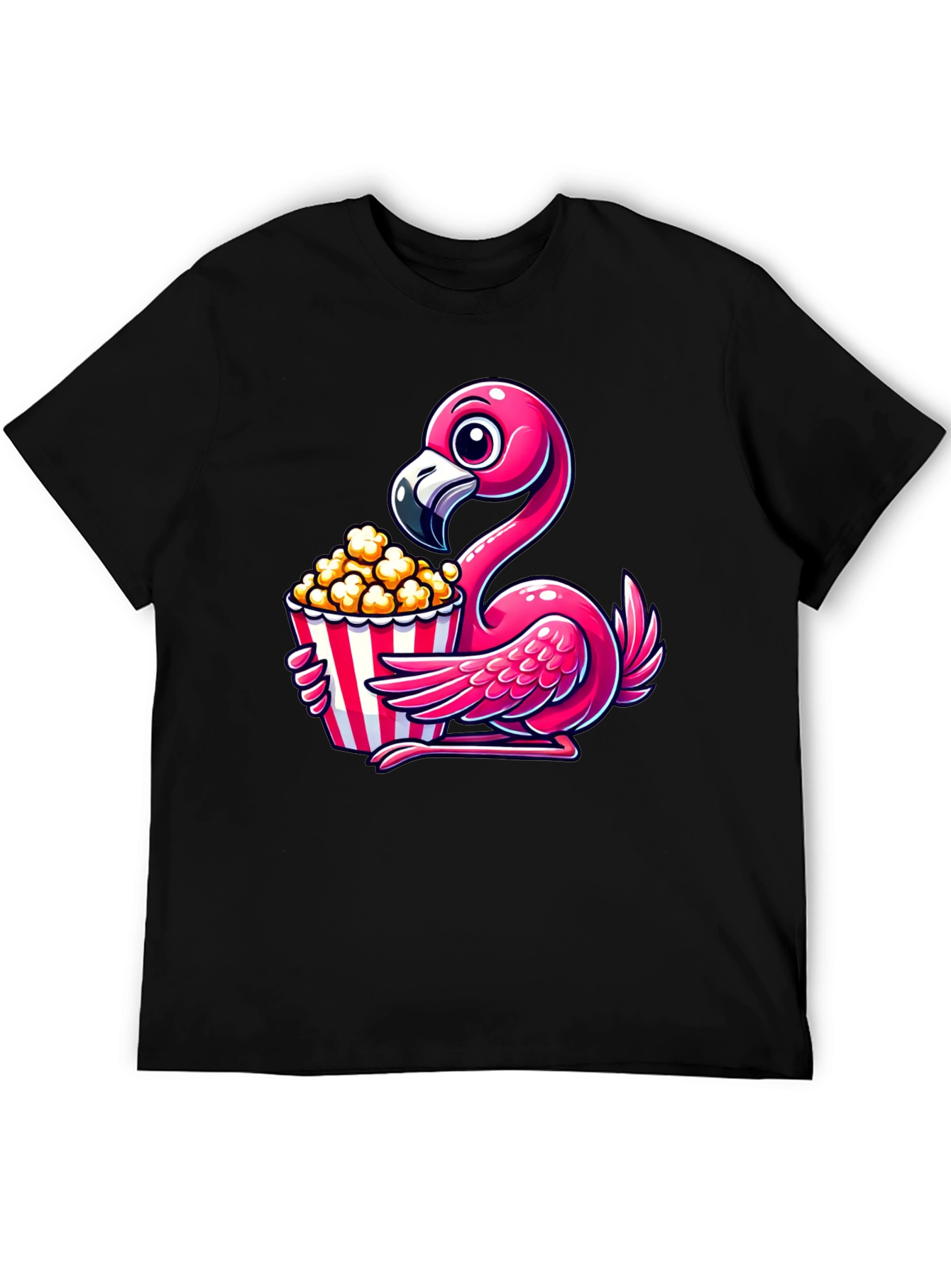 Black Flamingo Popcorn Graphic T-Shirt view 5