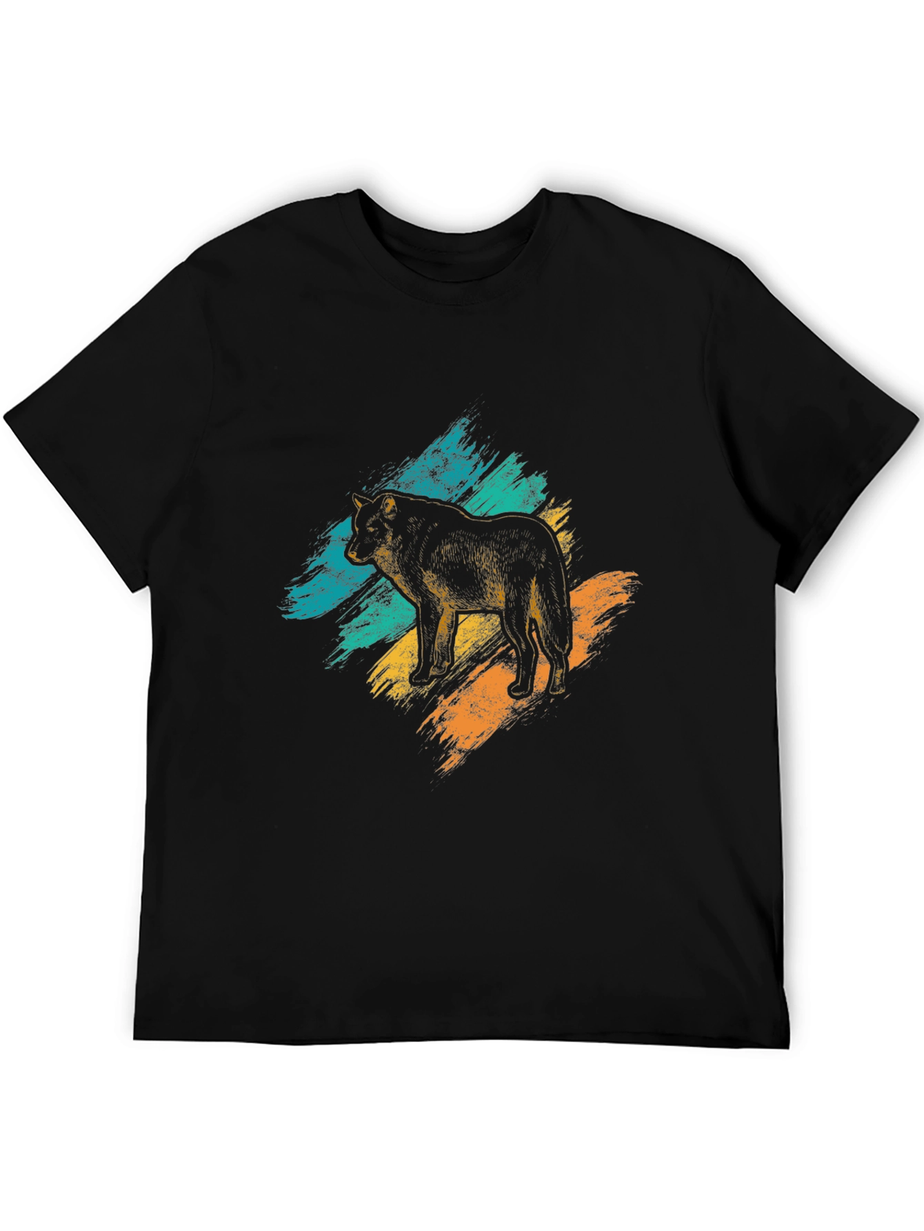 Black Wolf Graphic Tee - Brushstroke Design view 5