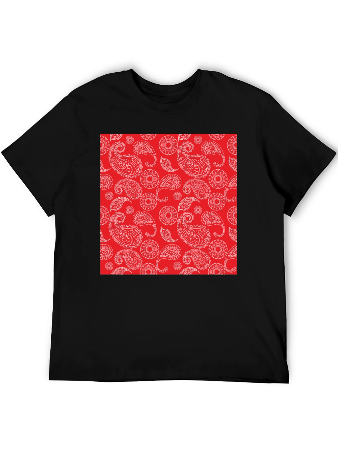 Black Paisley Pattern Black T-Shirt view 5