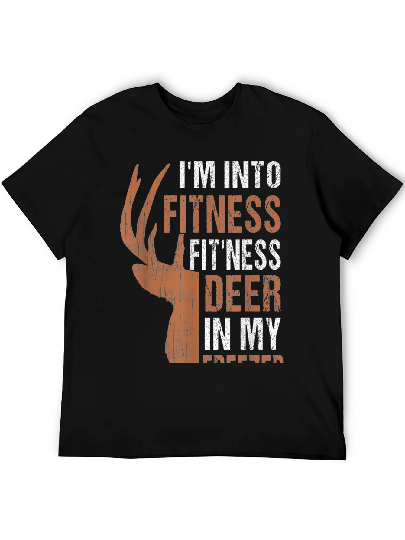 Black Fitness Deer Hunting T-Shirt - Novelty Graphic Tee view 5