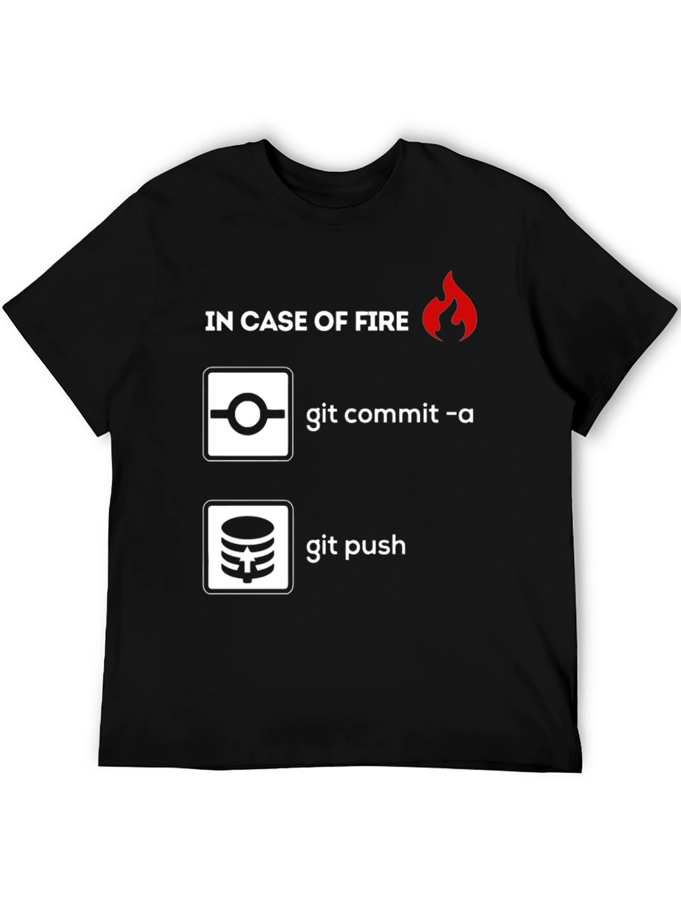 Black Funny Programmer T-Shirt: In Case of Fire Git Commit & Push view 5