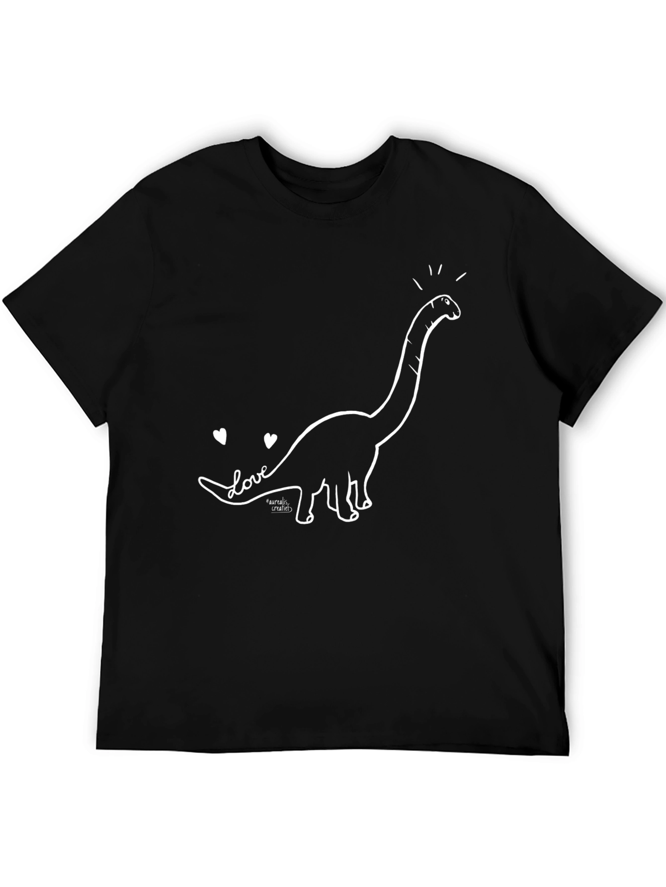 Black Dinosaur Love T-Shirt - Black Graphic Tee view 5