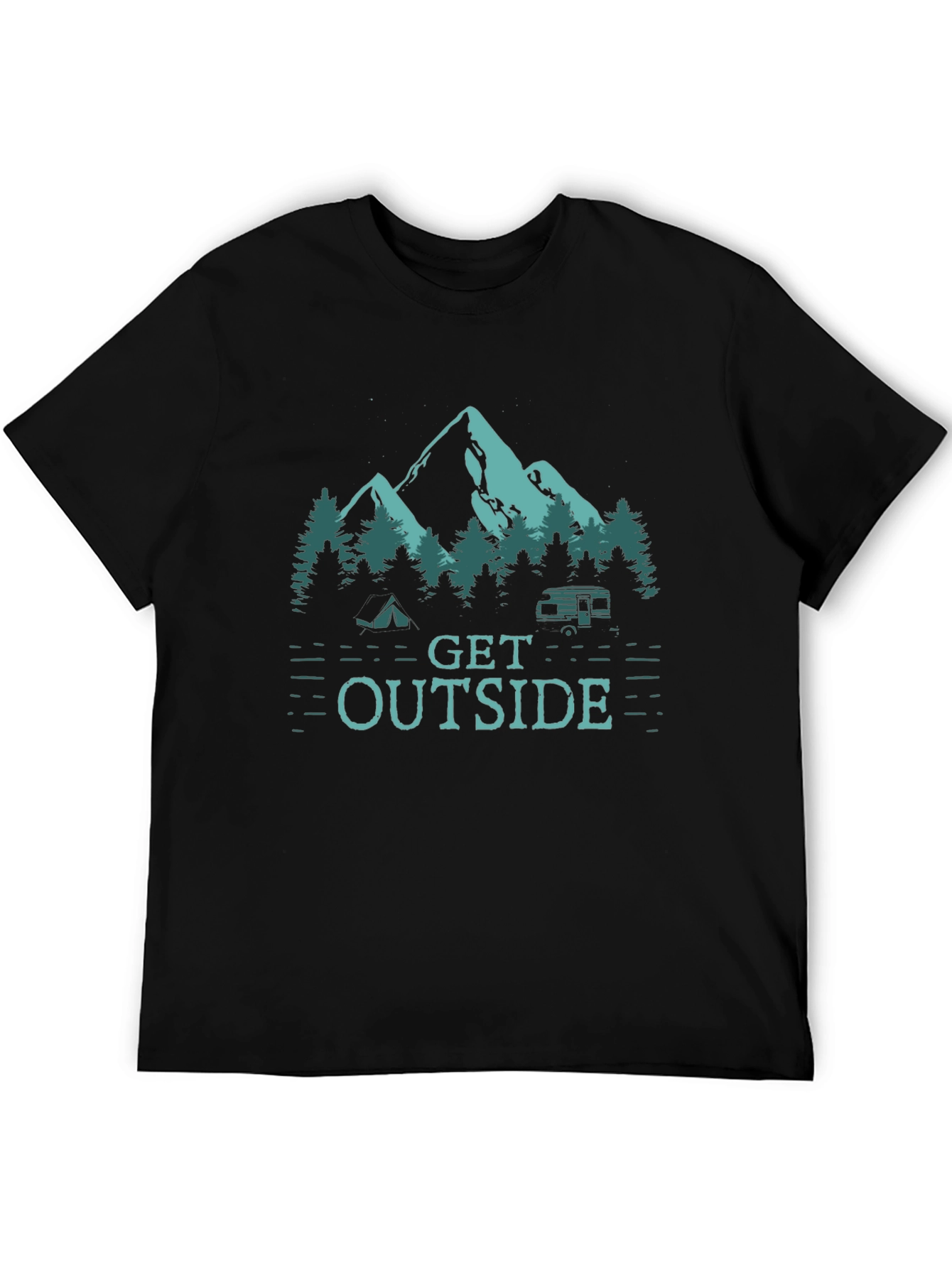Black Get Outside Camping T-Shirt - Nature Graphic Tee view 5