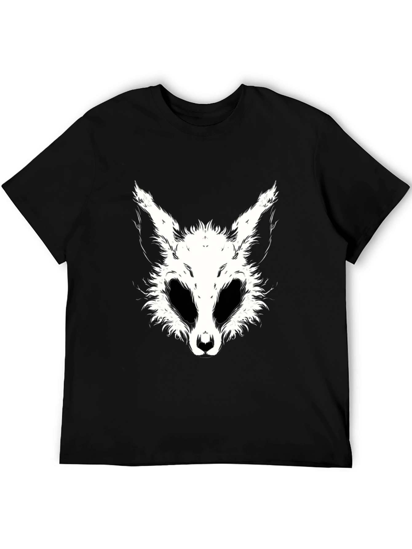 Black Black T-Shirt with White Animal Face Graphic view 5