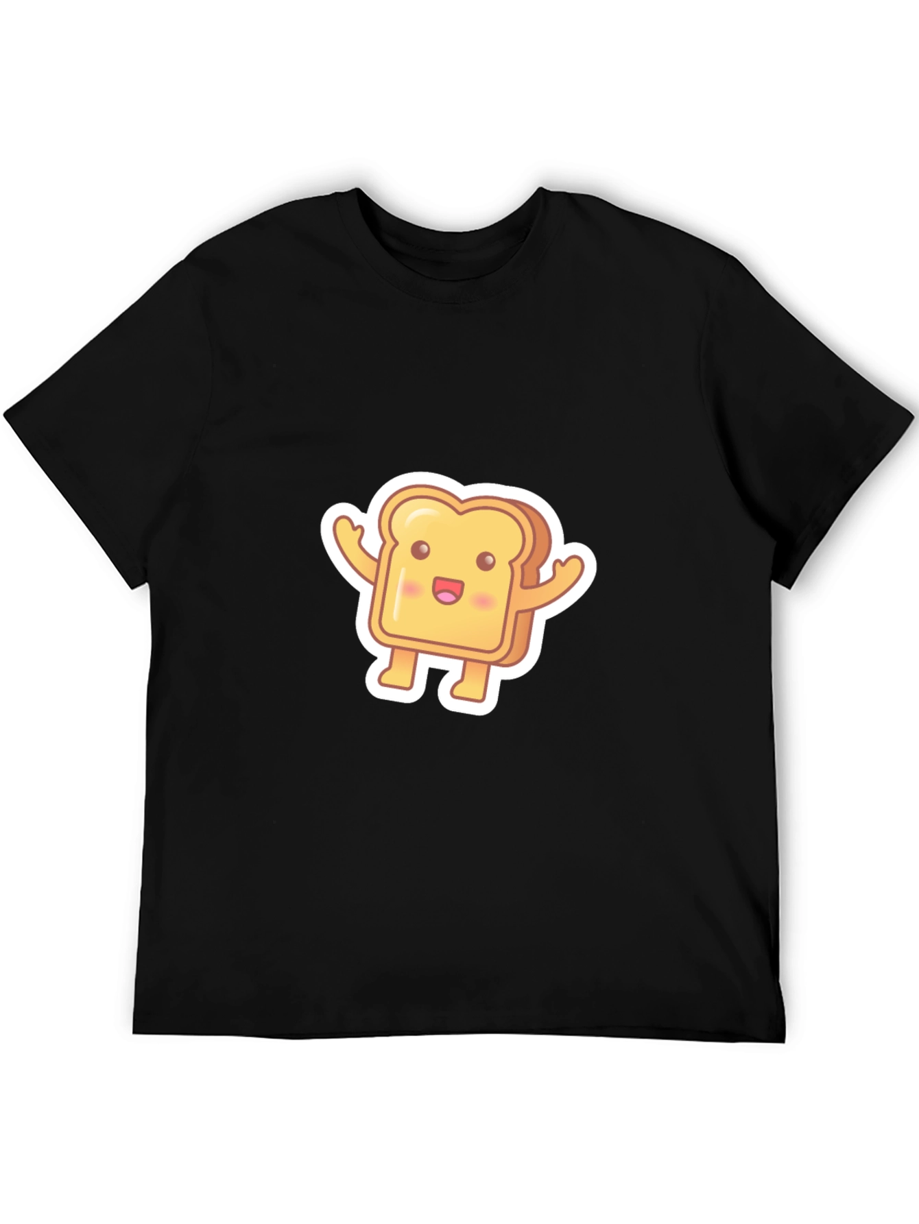 Black Cute Toast Cartoon Black T-Shirt view 5