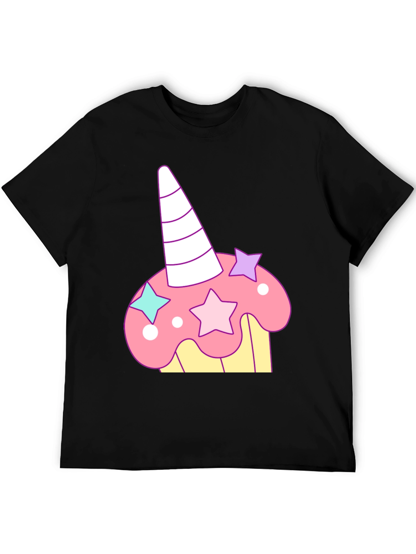 Black Unicorn Cupcake Graphic Tee - Whimsical Black T-Shirt view 5