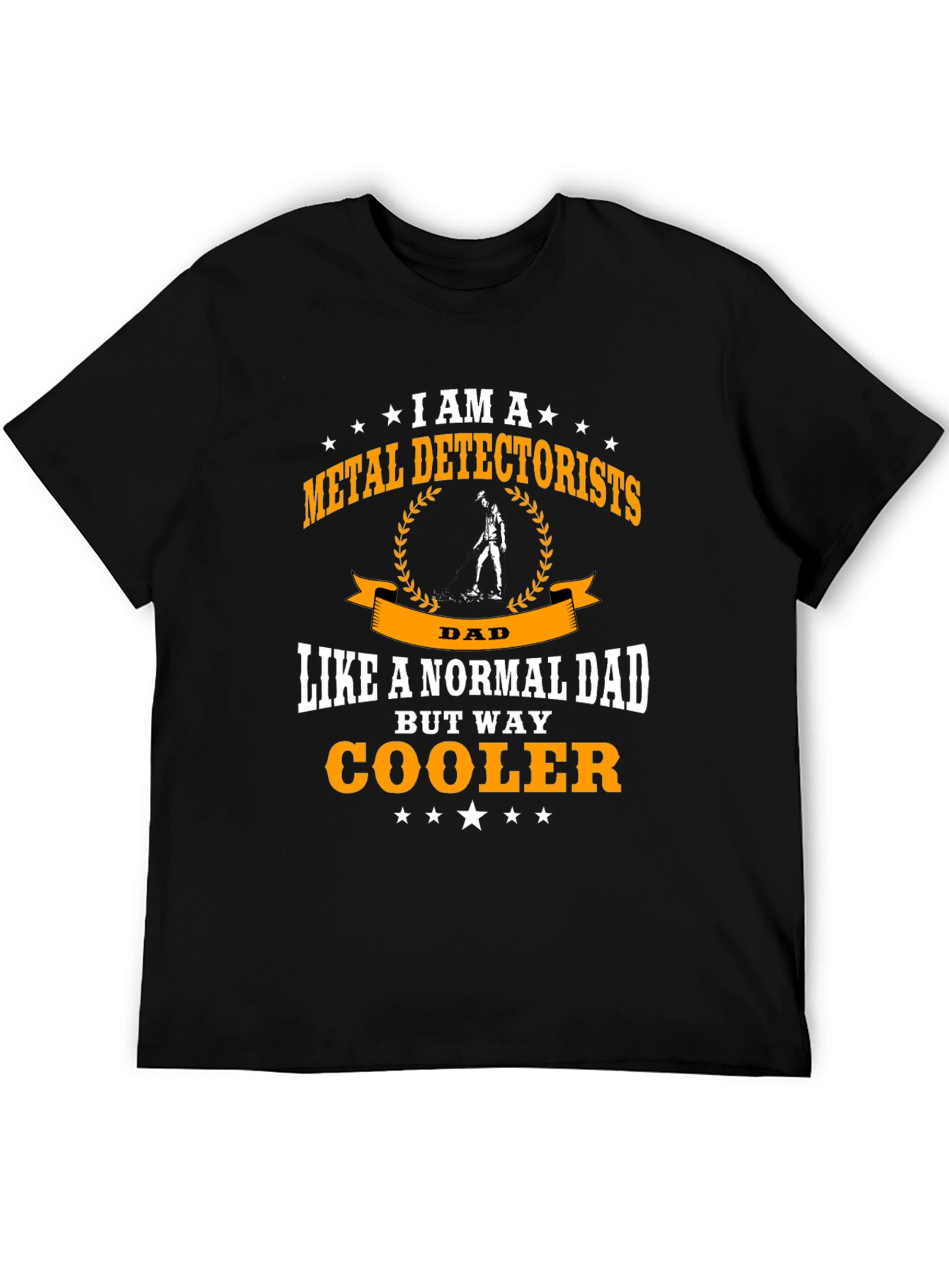 Black Metal Detectorist Dad T-Shirt - Way Cooler Than Normal view 5