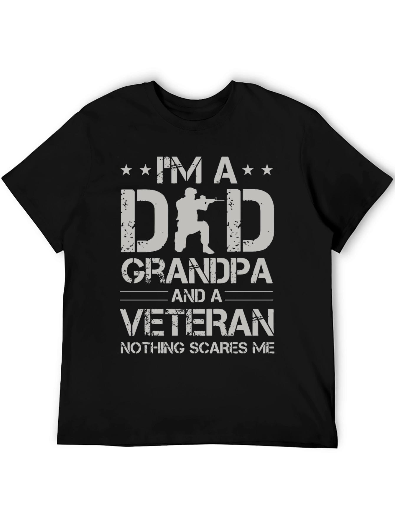 Black I'm a Dad Grandpa Veteran T-Shirt view 5