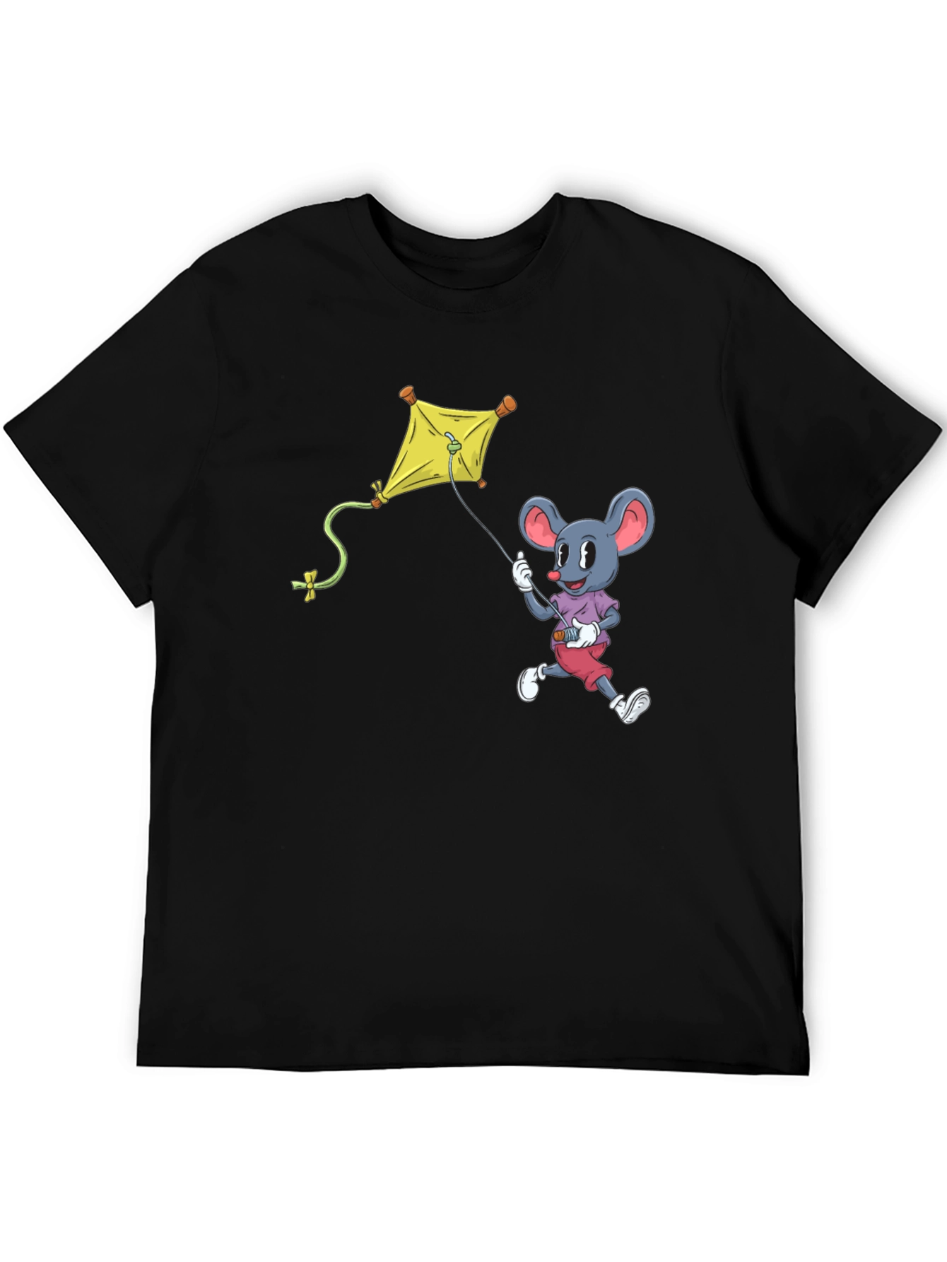 Black Mouse Kite T-Shirt - Cartoon Graphic Tee view 5