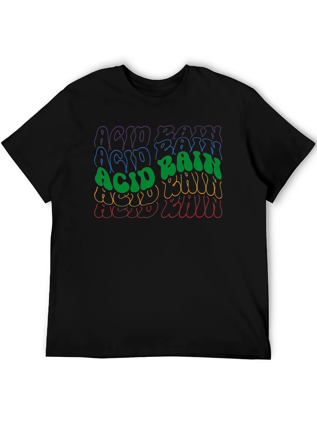 Black Retro Acid Rain Graphic T-Shirt - Cool Style view 5